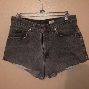 Grey washed denim shorts